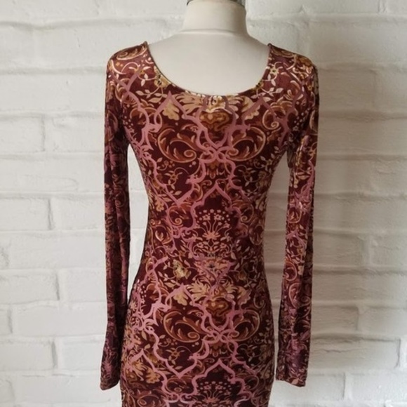 Multicolor Burn Out Floral Velvet Stretch Bodycon - Picture 2 of 2